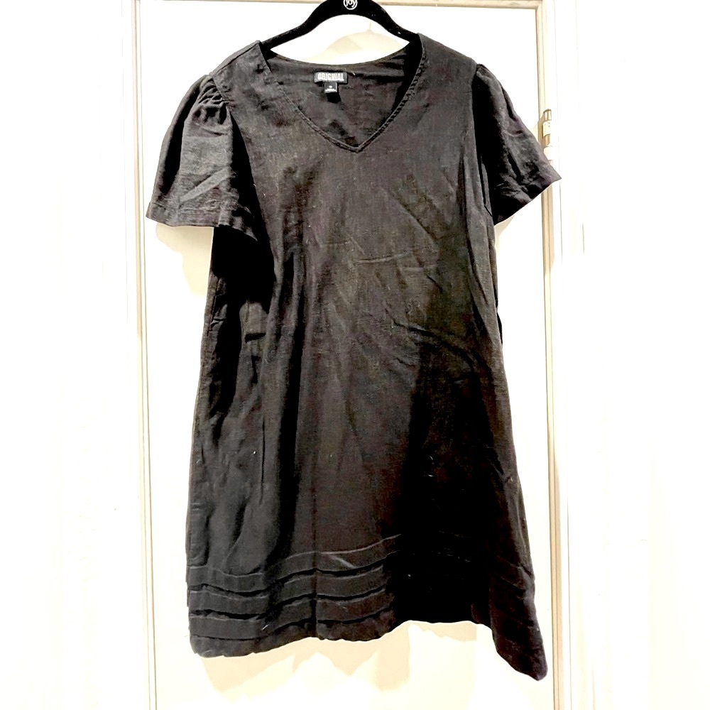 Black Linen Midi Dress